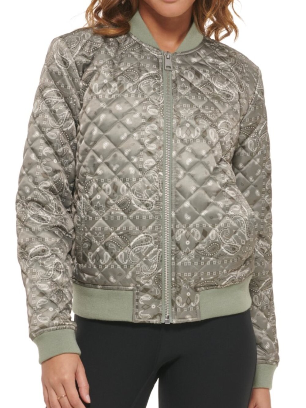Levi's Women's Diamond Quilted Bomber Jacket in Faded GreenSize M